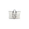 CHANEL Woven Straw Raffia Striped Medium Deauville Tote