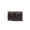 Saint Laurent Chain-strap YSL-plaque grained-leather wallet